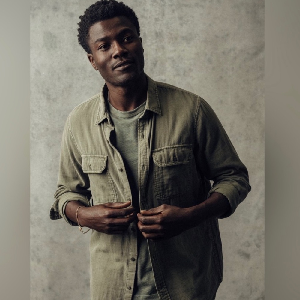 Buck Mason Olive Green Men’s Button Up Shirt